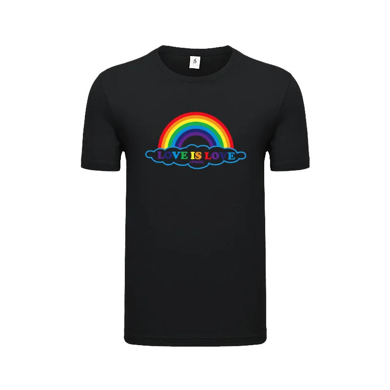 

Футболка унисекс с принтом Love Is Love, дизайнерская дышащая футболка из чистого хлопка с радужным графическим принтом ЛГБТ-Прайд, с коротким ру...