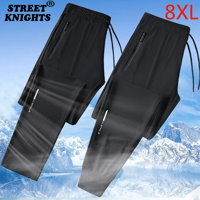 2023 New Summer Men Pants 8XL Joggers Sweatpants Fitness Casual Quick Dry Pant Men Breathable Elastic Waist Spring Trousers Male