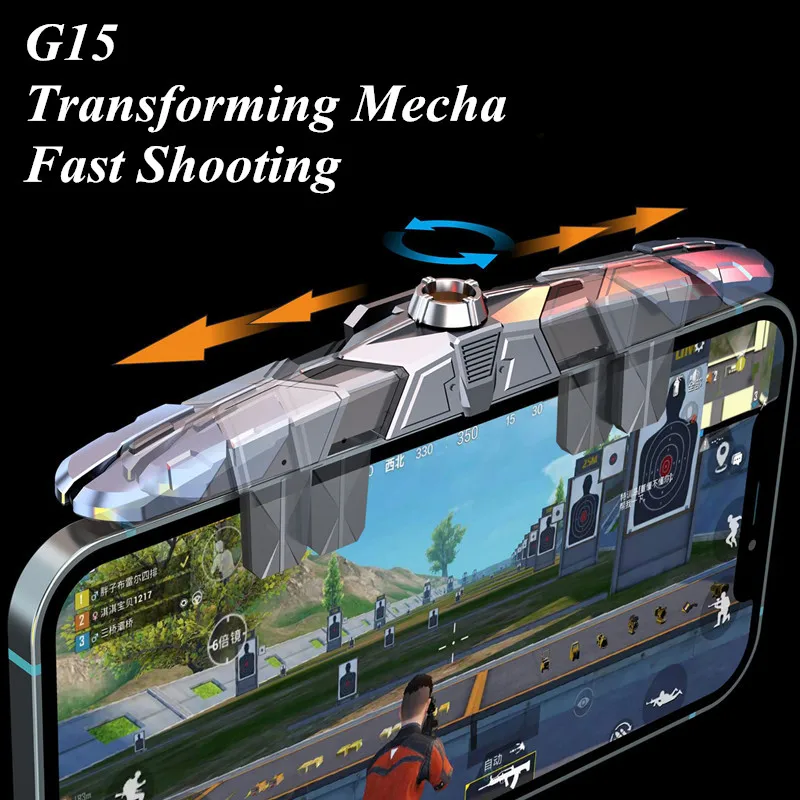 g15 mobile phone game controller for pubg gamepad joystick trigger aim shooting l1r1 abs metal key button for iphone ios android free global shipping