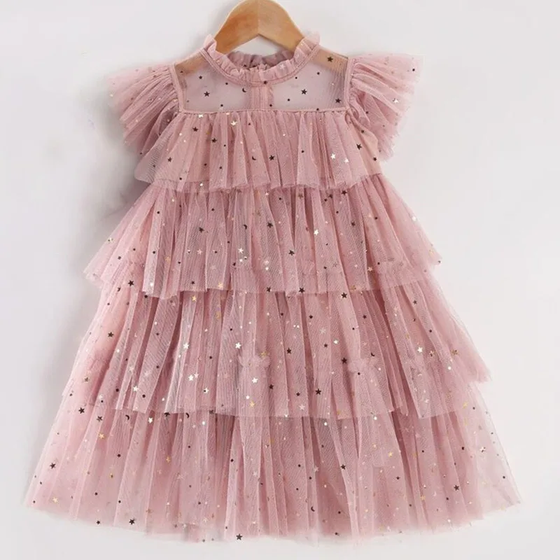 

Summer Girl Cake Layers Princess Dress Kids Party Tutu Birthday Frocks Children Casaul Wear Clothing Baby Girl Clothes Vestidos