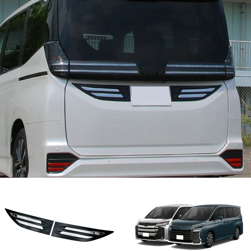 

For Toyota Noah Voxy 90 Series 2022 Exterior ABS Glossy Black Rear Door Trunk Strip License Plate Frame Side Trims Cover