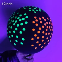 30pcs 12inch neon latex balloon uv reactive glow party polka dots ballons for birthday wedding arch black light party decoration
