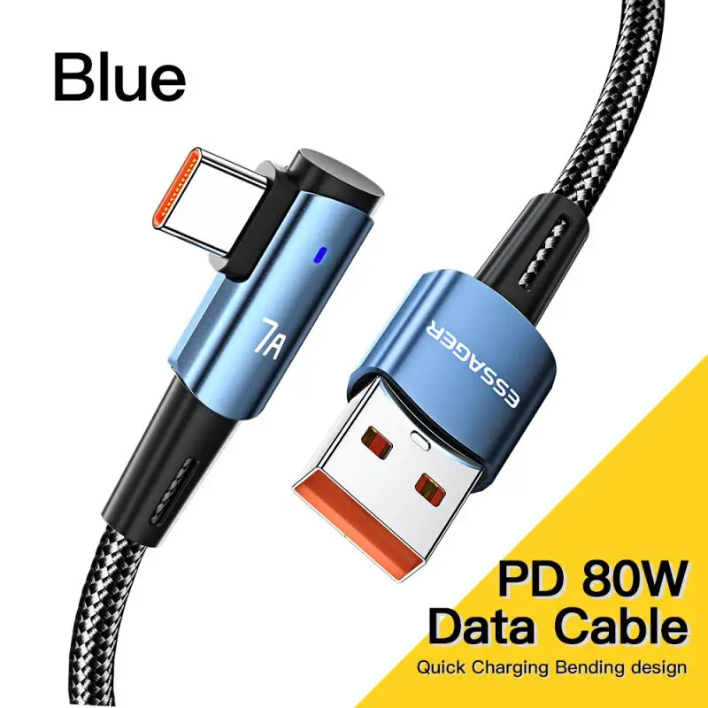 

Fast Charging Type C Cable Angled 480mbps Data Transmission Usb Fast Charing Cord Mobile Elbow Design Charger Data Wire 7a 100w