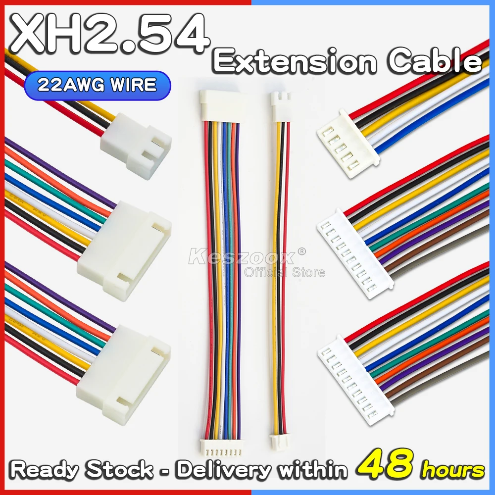 

Kidisoii JST XH2.54mm Extension Wire Cable Connector 2/3/4/5/6/7/8/9Pin 10/20/30/50/40/80cm Male Female Socket Terminal 22AWG