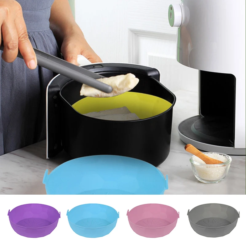 

Replacemen Silicone Pot Air Fryers Oven Baking Tray For Pizza Fried Chicken Reusable Air Fryer Round Mat Grill Pan Accessories