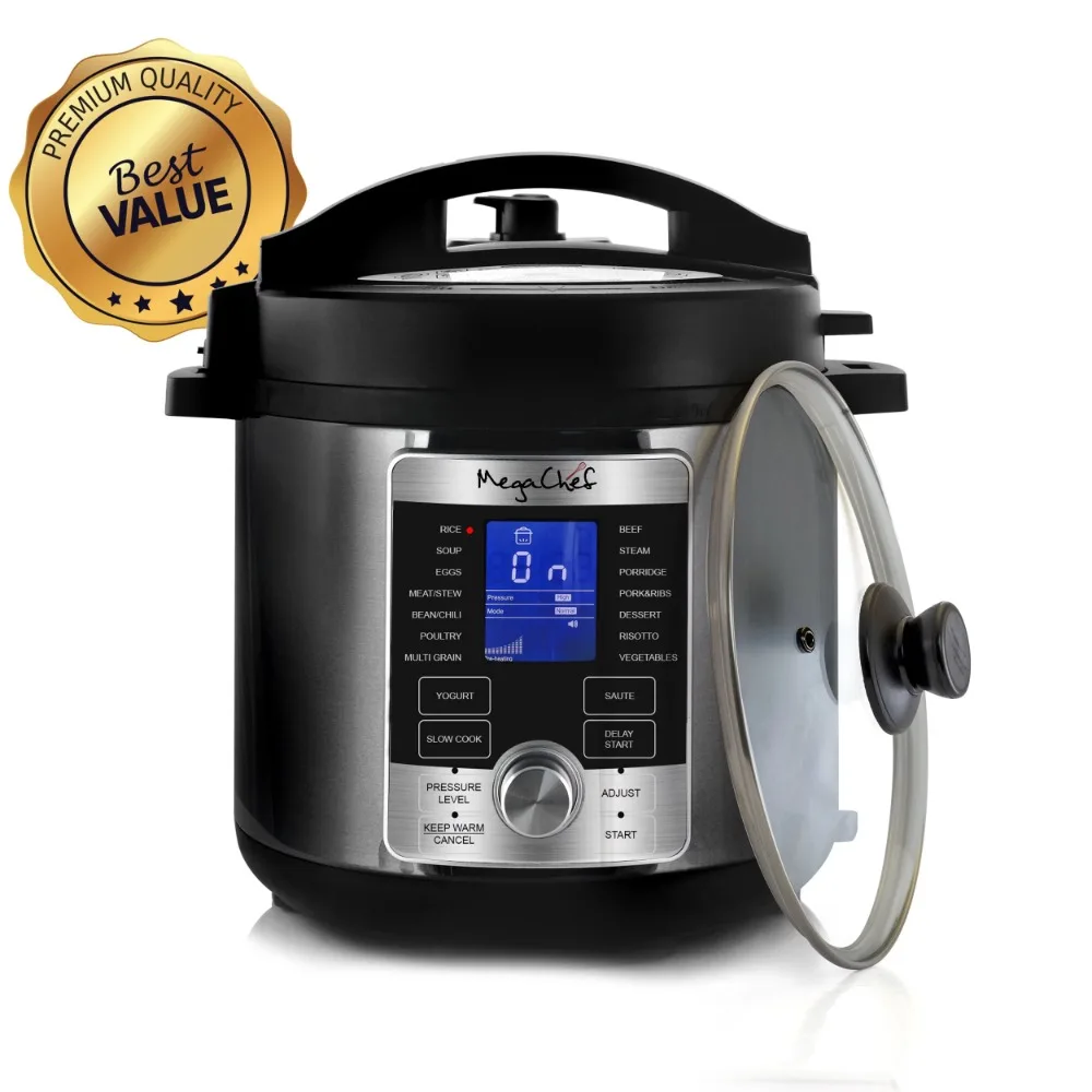 

6 Quart Stainless Steel Electric Digital Pressure Cooker with Lid