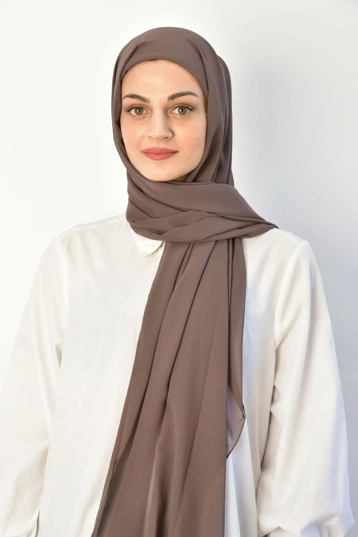 

Practical Boneli Chiffon Shawl Coffee Brown Hijab Bone Beach Clothing