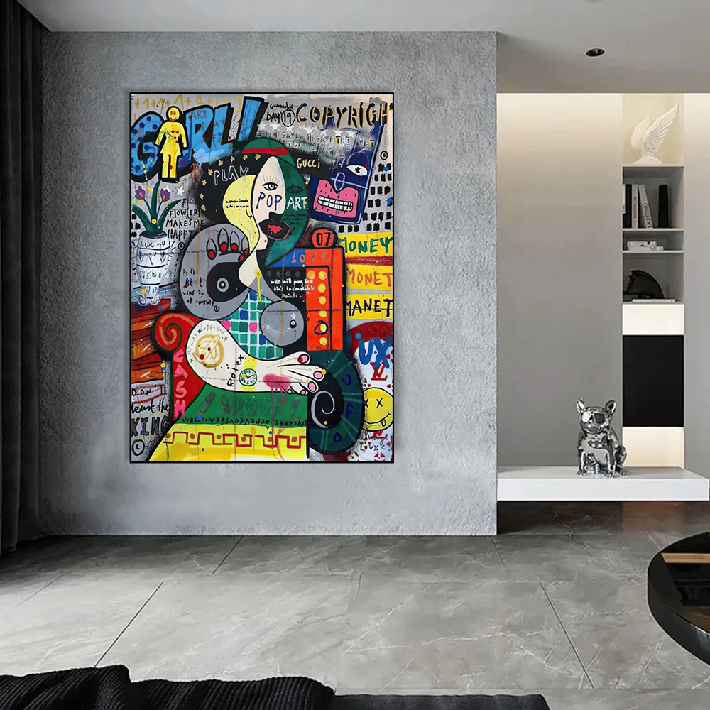 Уличный граффити Пикассо абстрактная женщина Настенный декор художественный