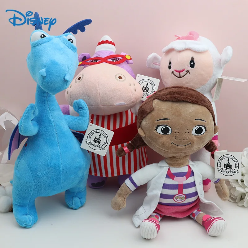 Фото Набор плюшевых игрушек Disney Doc Mcstuffins Kawaii Lambie Sheep Hallie Hippo Stuffy Dragon, мягкие куклы для девочек, детские вещи в стиле аниме №1