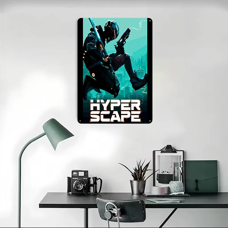Фото Постер Hyper Scape Game: Ретро 3D-печать, металлические таблички, настенный декор, подарок для украшения комнаты и дома №4