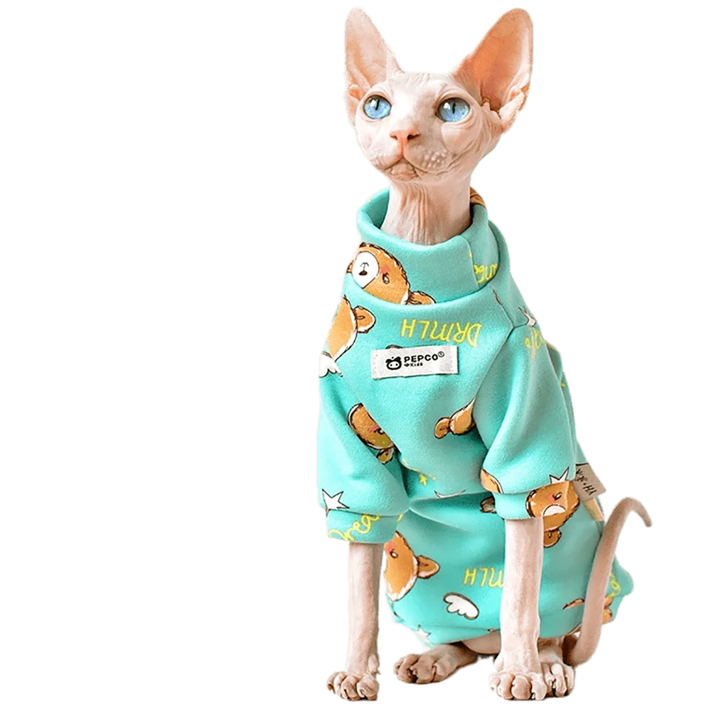 

Smooth Soft Fabric Devon Rex Conis Cat Sweater Velvet Sphinx Hairless Cat Kitten Outfits Thickening Warm Sphynx Cat Clothes