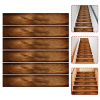18x100cm 6pcs stair sticker simulation wood grain waterproof self adhesive pvc staircase sticker for bathroom kitchen stair