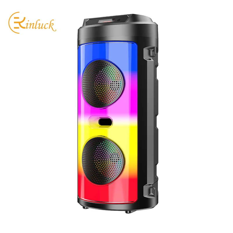 Kinglucky 2022 new high-end outdoor loudspeaker dual 4-inch speaker flame magic light dazzling light bluetooth speaker