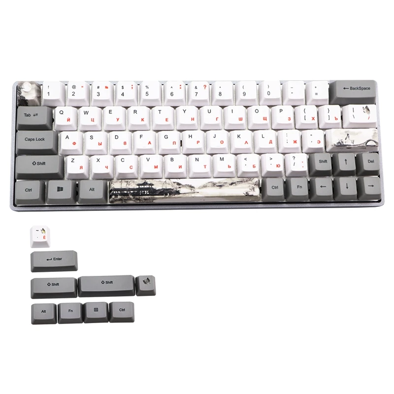 

Russian Character Dye Subbed PBT Keycap Set Mechanical Keyboard Keycaps for GH60 RK61/ALT61/Annie /Poker GK61 GK64 Dz60