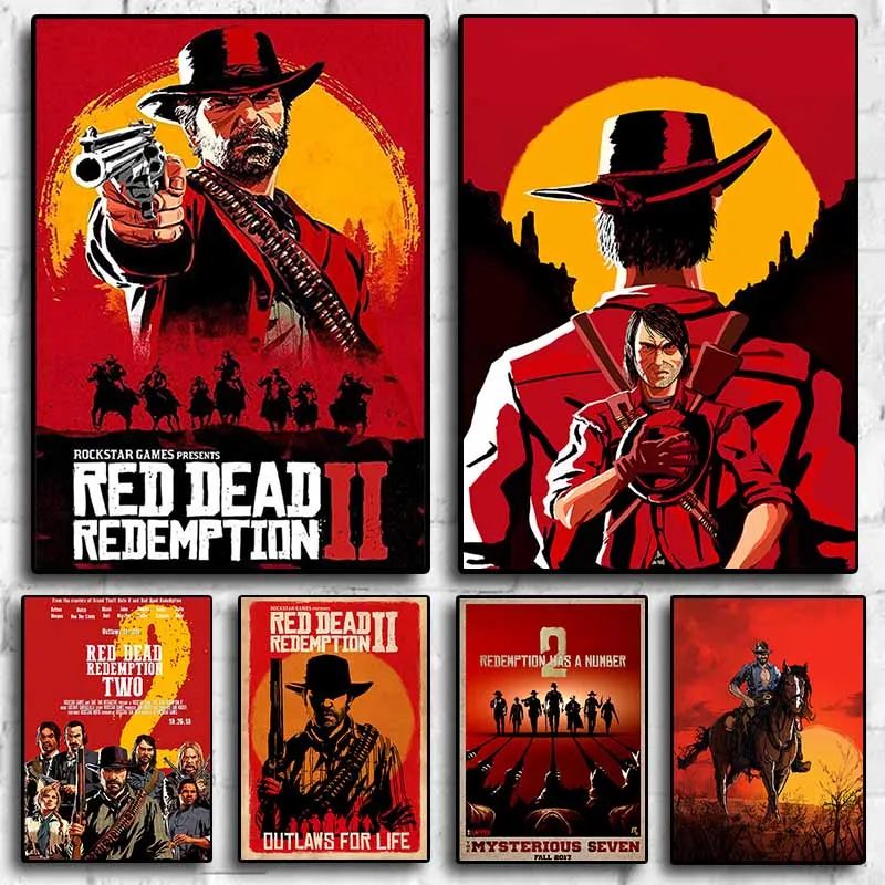 

Популярная игра Red Dead выкуп 2 современное искусство домашняя настенная игра комната Интернет-кафе декоративный настенный плакат HD чернильная живопись z108