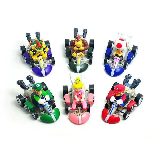 

6pcs/set Super Mario pull back cars PVC Action Figures Toy Model Toys