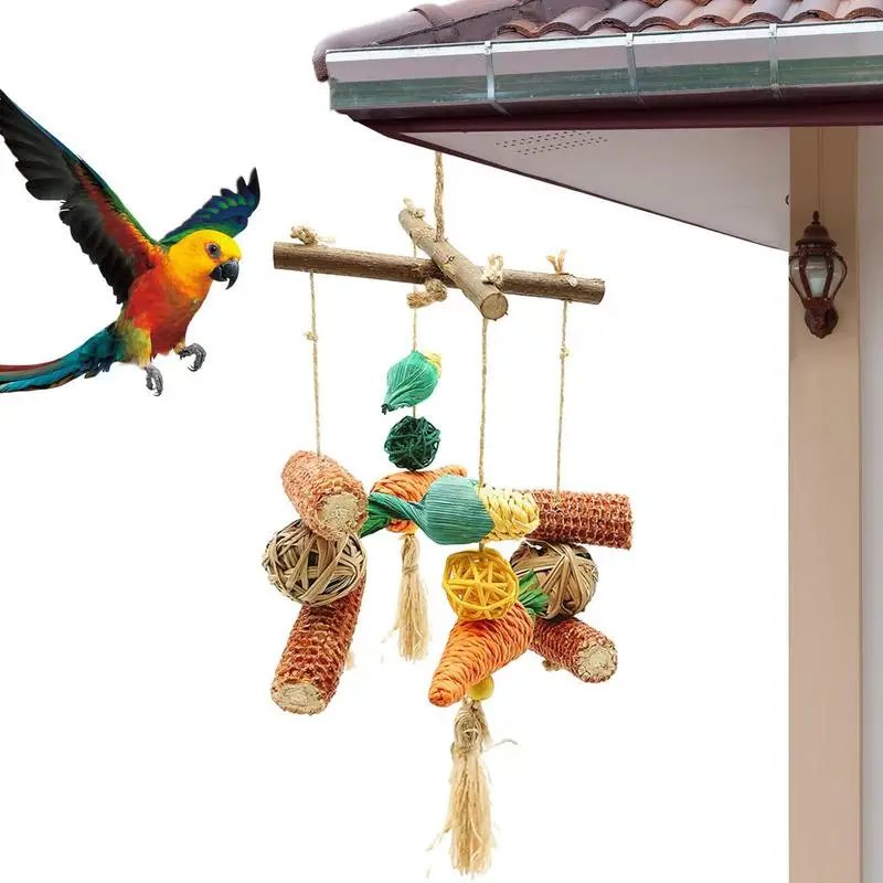 

Conure Toys Natural Parrot Toys Medium Parrots Bird Colorful Chewing Toys Shred Foraging Toys Comfy Perch Parrot Toys For Rope