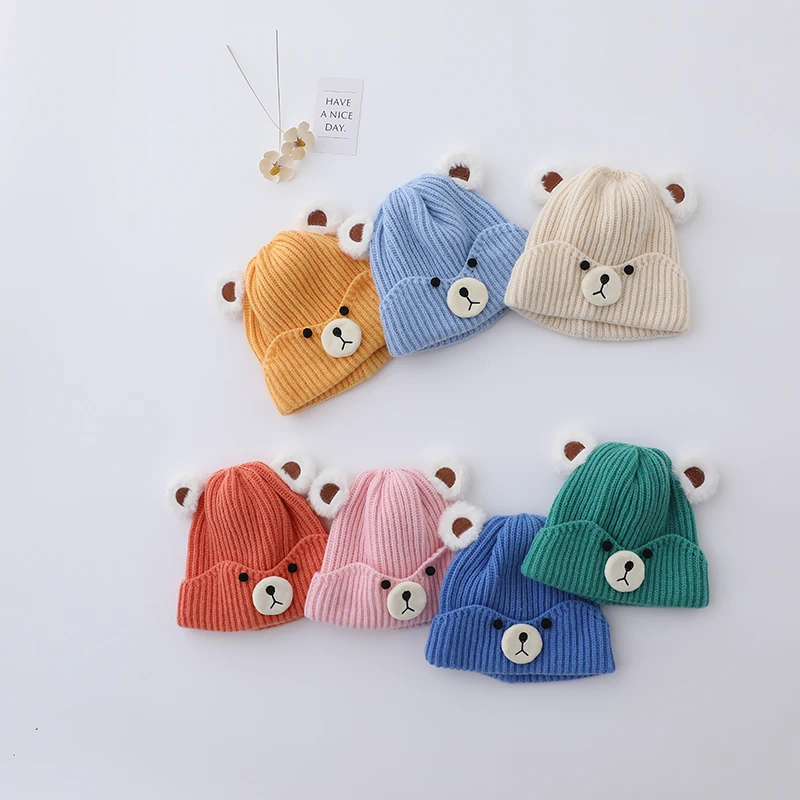 

New Candy Knitted Cap Baby Winter Warm Earflap Beanie Infant Toddler Boys Hats