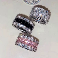 luxury three color full inlaid cubic zirconia fashion personality exaggerated ring female wedding prom jewelry gift dmjz176