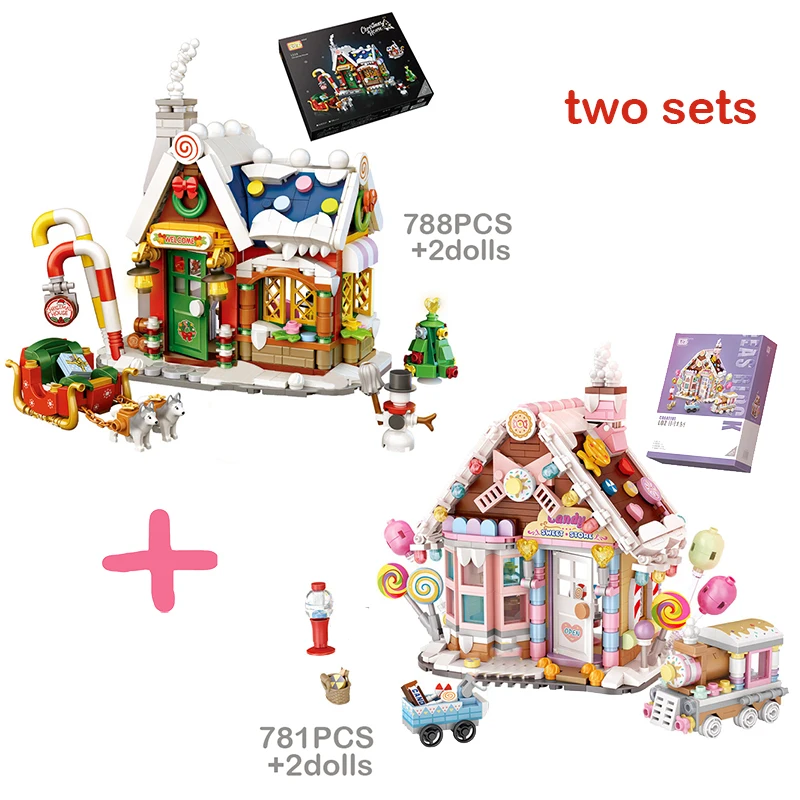 LOZ Mini Blocks Merry Christmas House Santa Claus Snowman Tree Deer Building Block DIY Candy House Brick Toys For Kids Girl Gift