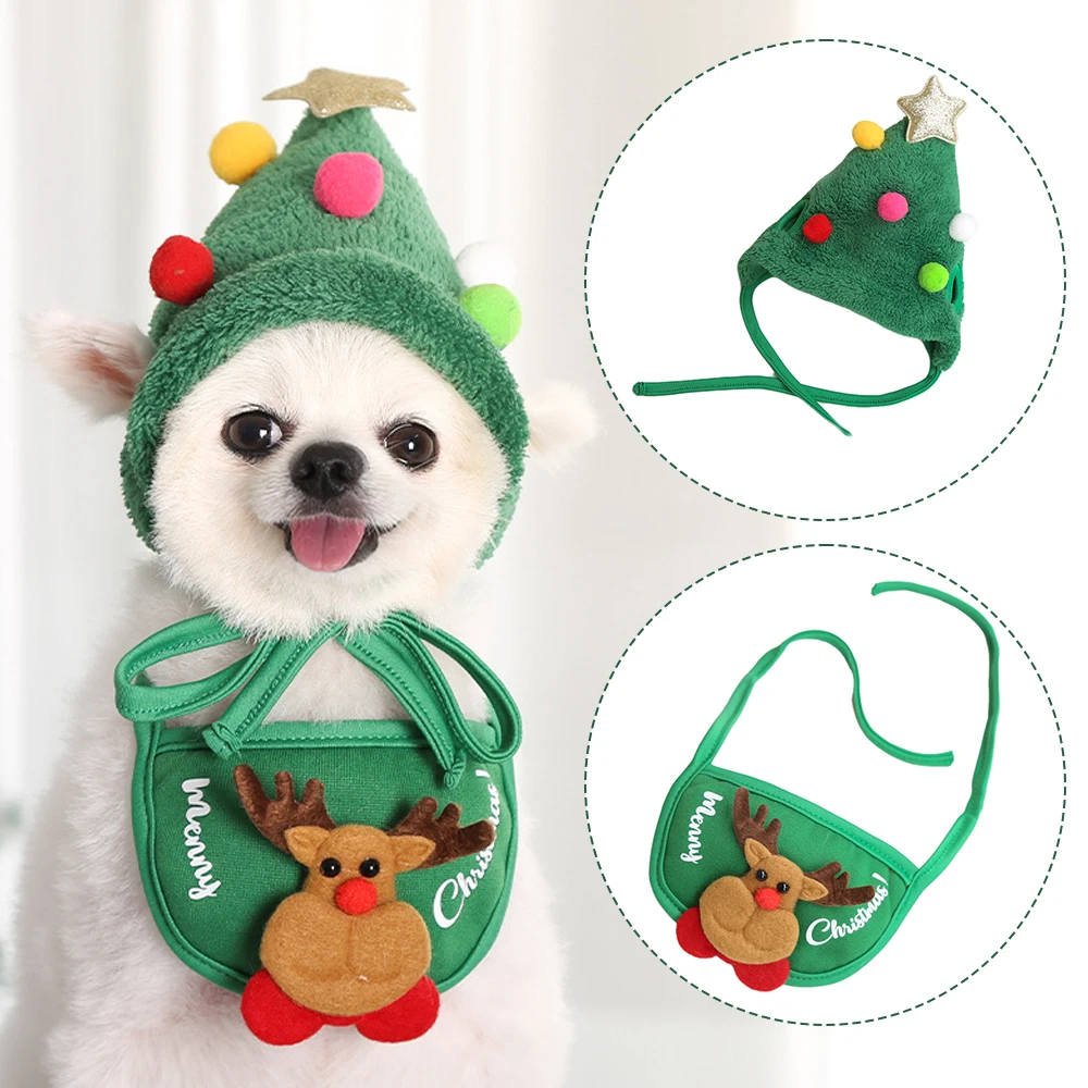 

Симпатичный Олень Косплей зимний и шарф щенок Рождественская собака шапка Осенние костюмы Собака Санта аксессуары животные