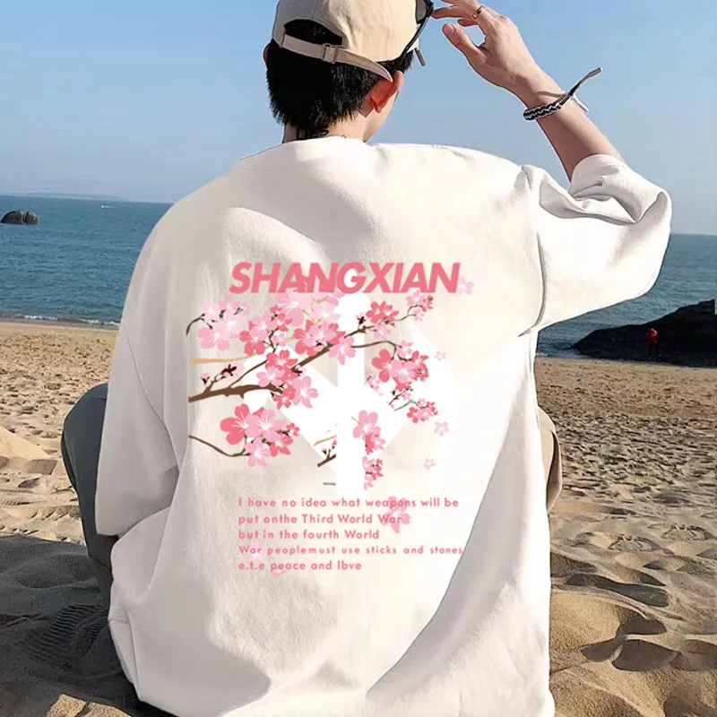 

Summer fashion men's T-shirt Japanese simple printing lovers' same short sleeve high-end personalized cartoon printed clothes