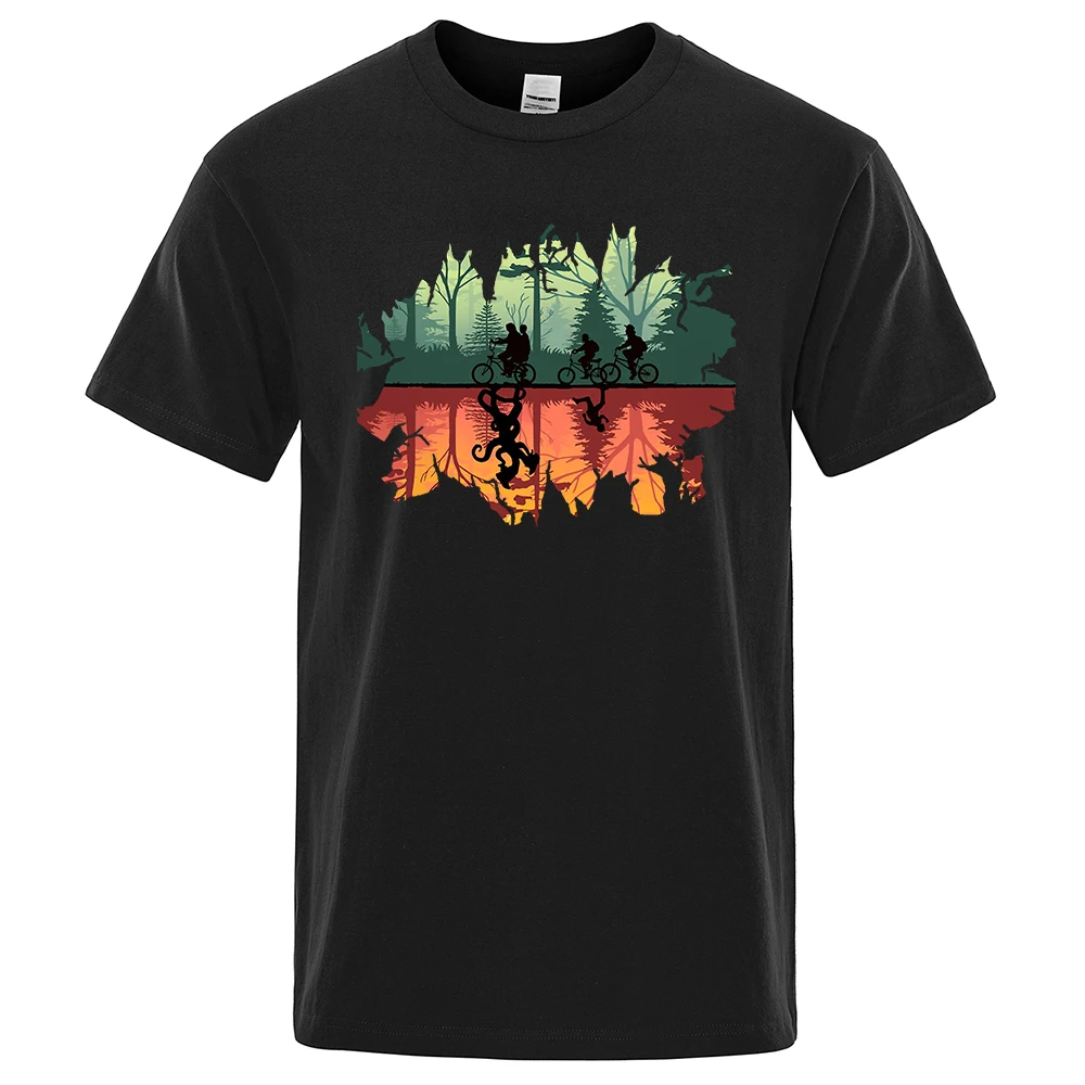 

Stranger Things The Upside Down Male T-shirts Breathable Clothes High Quality Tee Clothes Hip Hop O-Neck Cotton T Shirts