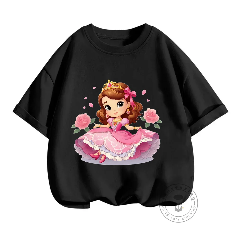 Детская летняя хлопковая футболка с принтом Солодное сердце Софии унисекс