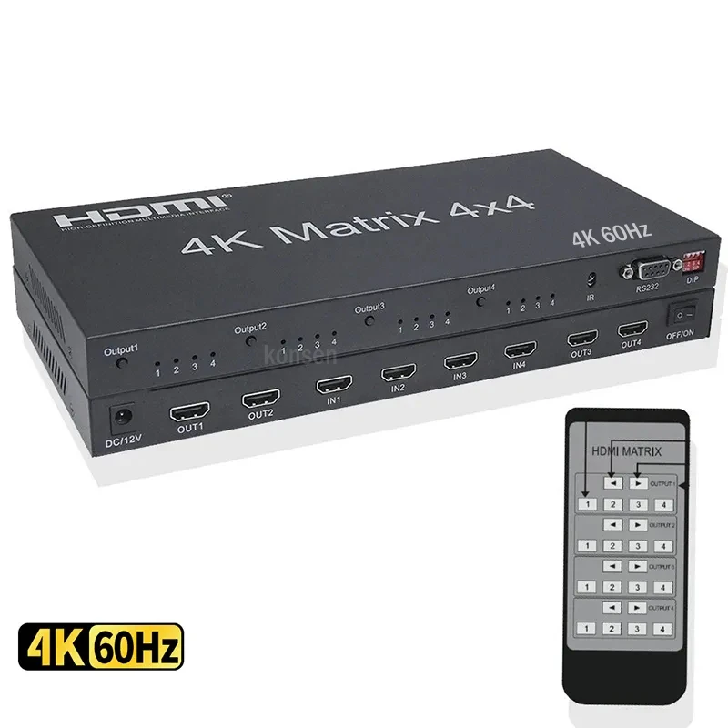 4K 60 Гц HDMI истинная матрица 4x4 HDMI 2,0 матрица Swticher 4x2 2x4 HDMI переключатель сплиттер переключатель с ИК пультом дистанционного управления HDR HDCP 2,2 EDID