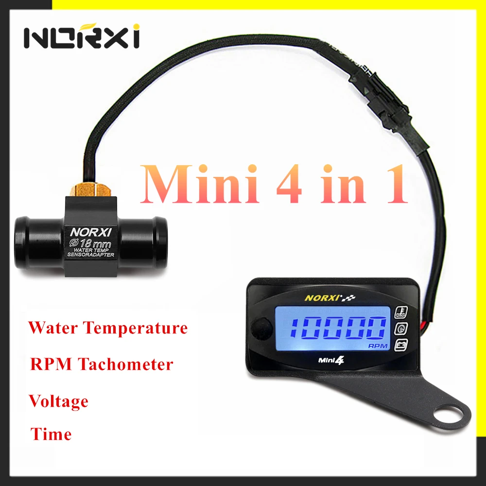 

koso tacometro digital moto universal Norxi Mini 4 in 1 LED Digital Display Quad meter Motorcycle accessories