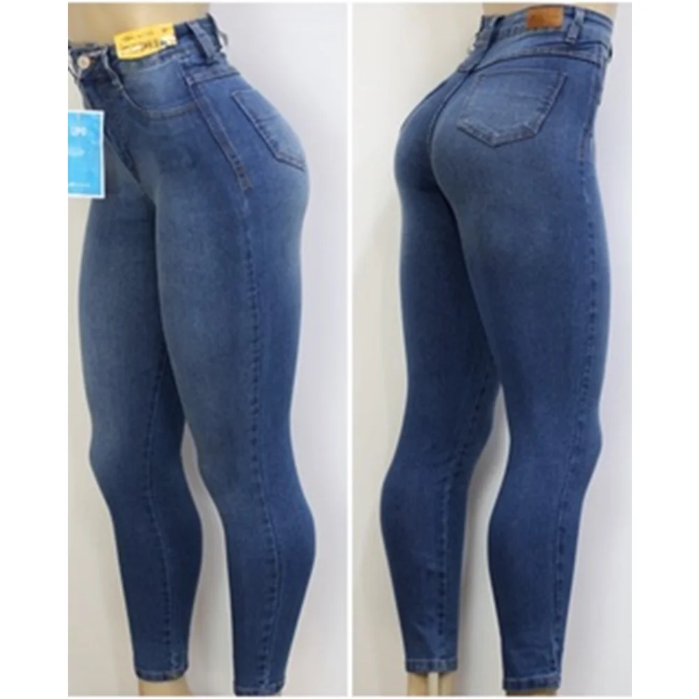 Jeans for Women mom Jeans blue gray black Woman High Elastic 36 38 40 Stretch Jeans female washed denim skinny pencil pants