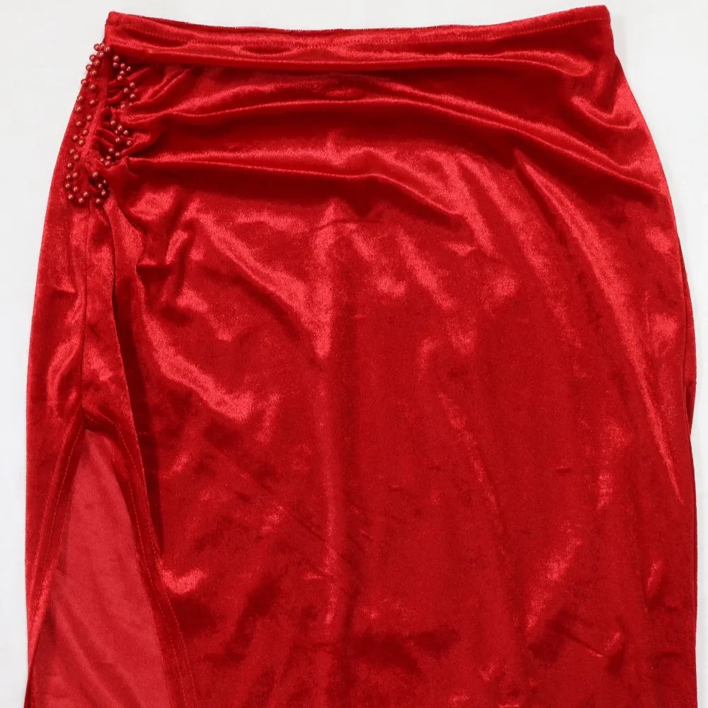 Зимние женские бархатные комплекты с длинными рукавами и блестками жемчугом