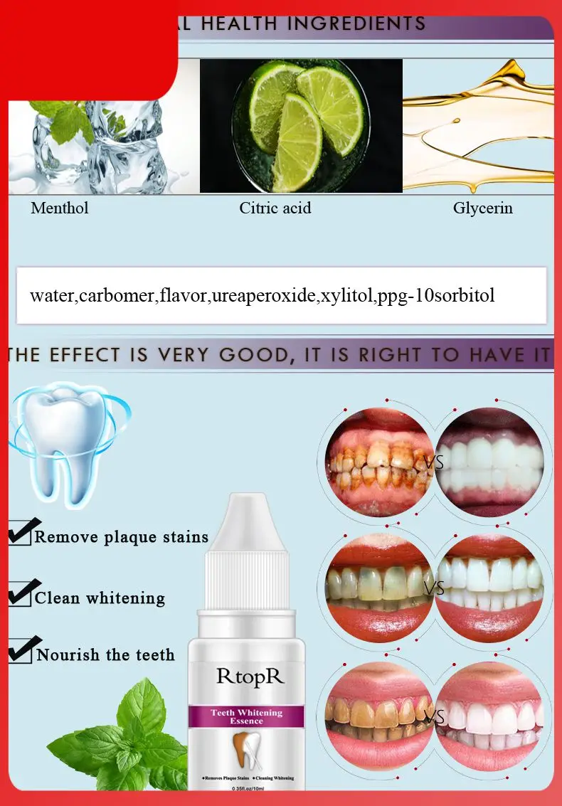 

10ml Teeth Whitening Removes Plaque Stains Tooth Bleaching Tools Oral Hygiene Cleaning Serum TSLM2