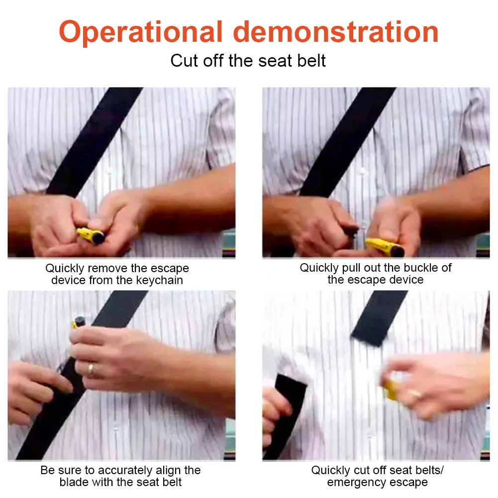 8 шт. 3 в 1 автомобильный инструмент для побега брелок разбития стекла резак ремней