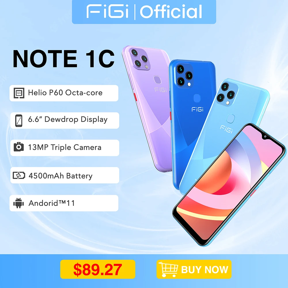 

[In Stock]FIGI NOTE1C Cell Phone Android Smartphone 4GB 32GB Cellphones Octa-core 6.6" 13MP Triple Camera 4500mAh Mobile phones