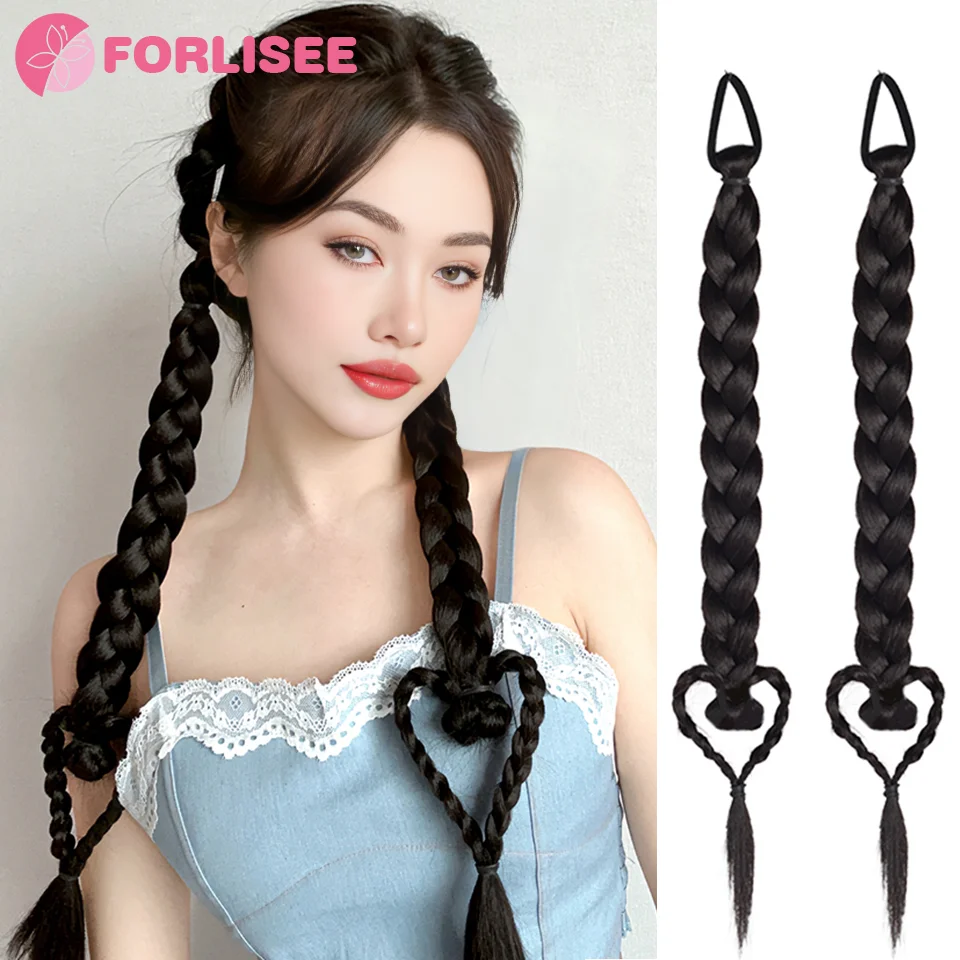 Парик FORLISEE для женщин Синтетический Плетеный двойной хвост в китайском стиле с