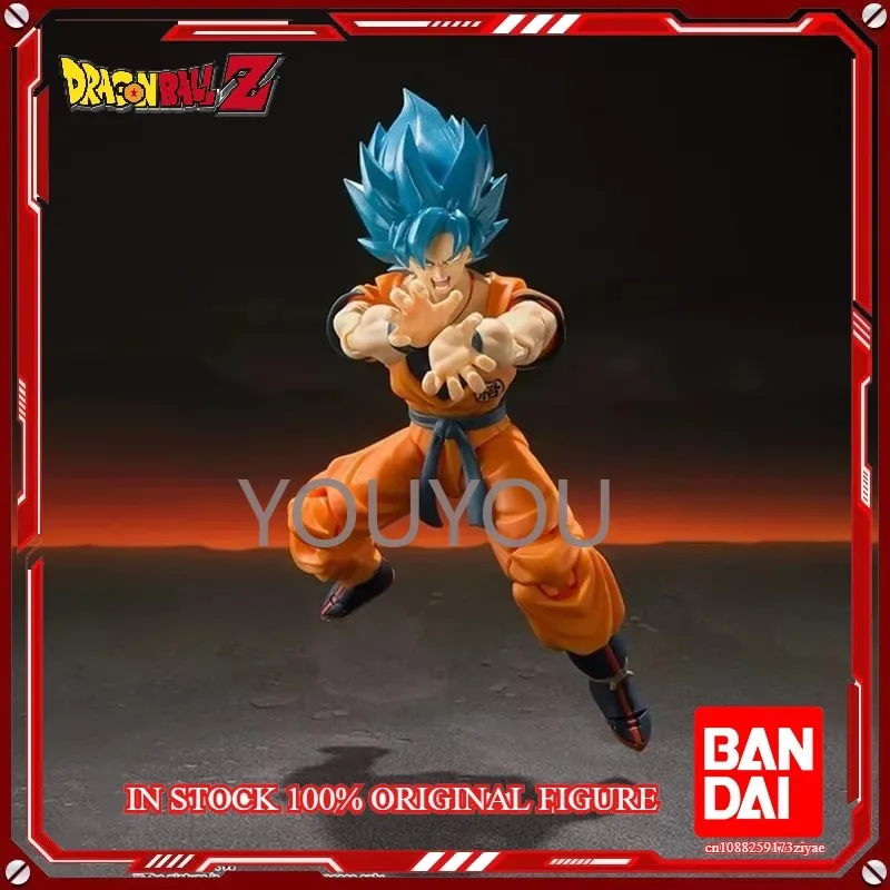 Фото В наличии Оригинальная фигурка Bandai Dragon Ball Z S.H.Figuarts Super Saiyan God Blue Son Gokou SHF Son Goku Blue 16 см №2