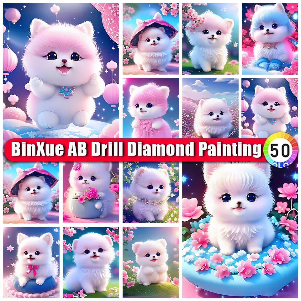 

BinXue 2023 New 5D DIY Animal AB Diamond Painting Kit Fantasy Noble Dog Cross Stitch Scenery Flower Handmade DIY Mosaic Art Gift