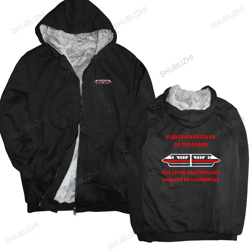

Man black zipper thick hoodies Men's Please Stand Clear of the Door: Red unisex Outwear men sweatshirt zipper