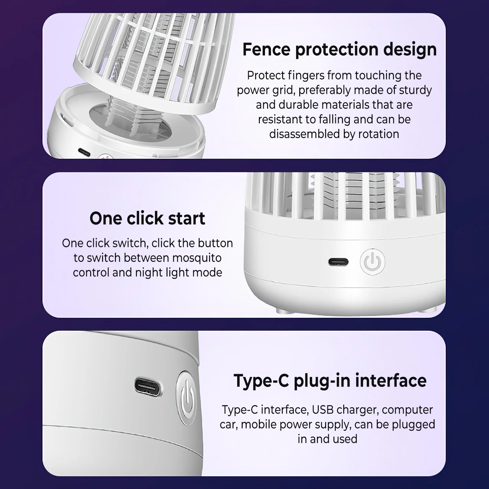 УФ-лампа от комаров с зарядкой USB