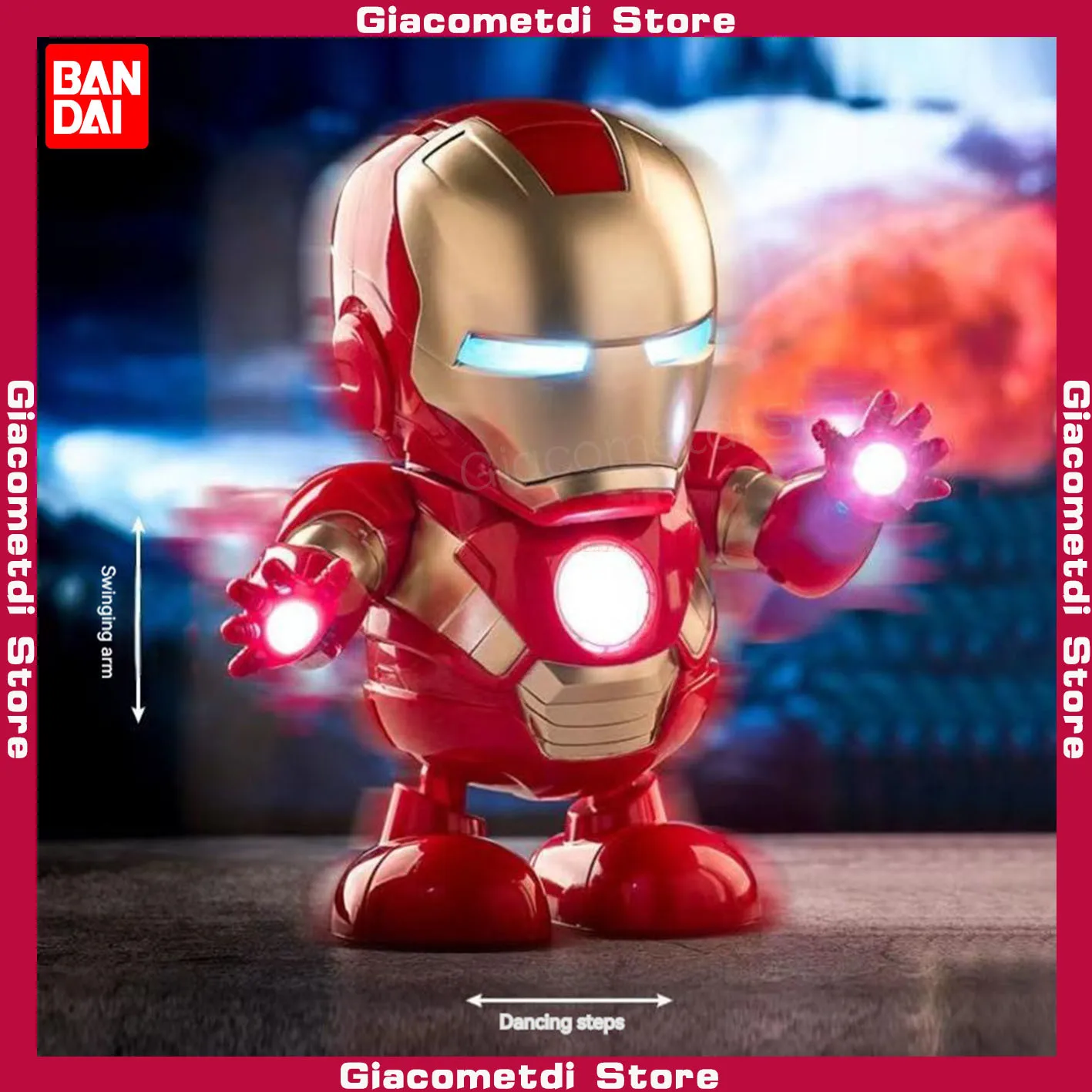 

New 19cm Marvel Iron Man Dance Action Anime Figures Sing Sound Led Spiderman Avengers Ironman Super Heros Robot Baby Kids Gift