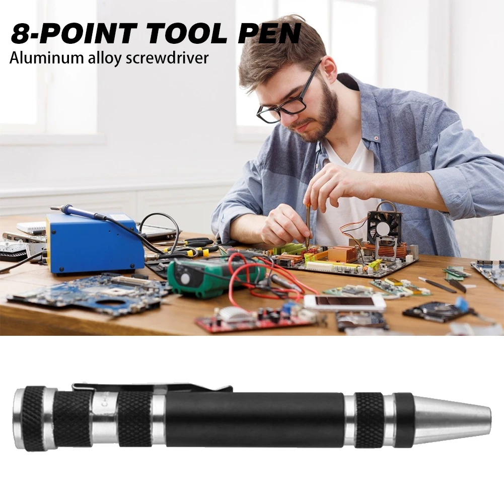 

8 in 1 Repair Hand Tools Multifunction Aluminum Precision Mini Screwdriver Pen Handle Phone Repair Hand Tools Kit