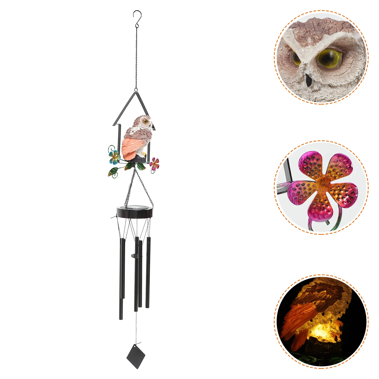 

Decorative Solar Wind Chimes Garden Solar Lights Outdoor Resin Owl Solar Lights