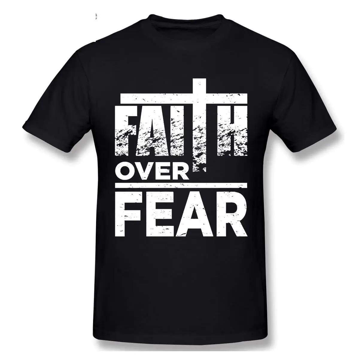 

Faith Over Fear T Shirt Christian Shirt Distressed Inspirational Tee - Christian Shirts For Men Women Faith In Jesus Christ Tee