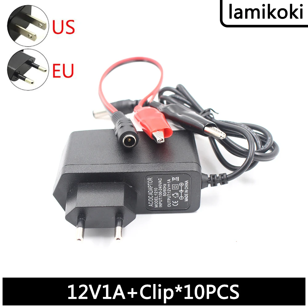 

10PCS 12V 1A Lead Acid Dry Battery Charger For Car Motorcycle 12 Volt 1000ma Electric Toy Tool Motor Power Charging Adapter