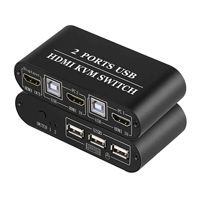 Switch KVM HDMI scatola a 2 porte condividi 2 pezzi con un Monitor 4K a 30Hz con supporto usb 2.0 connessioni tastiera e Mouse