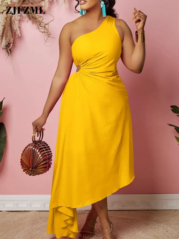 

Women's Diagonal Collar Sleeveless Cocktail Dress Sexy Waist Band Cut Out Asymmetrical Hem Dresses Vintage Backless Prom Dresses