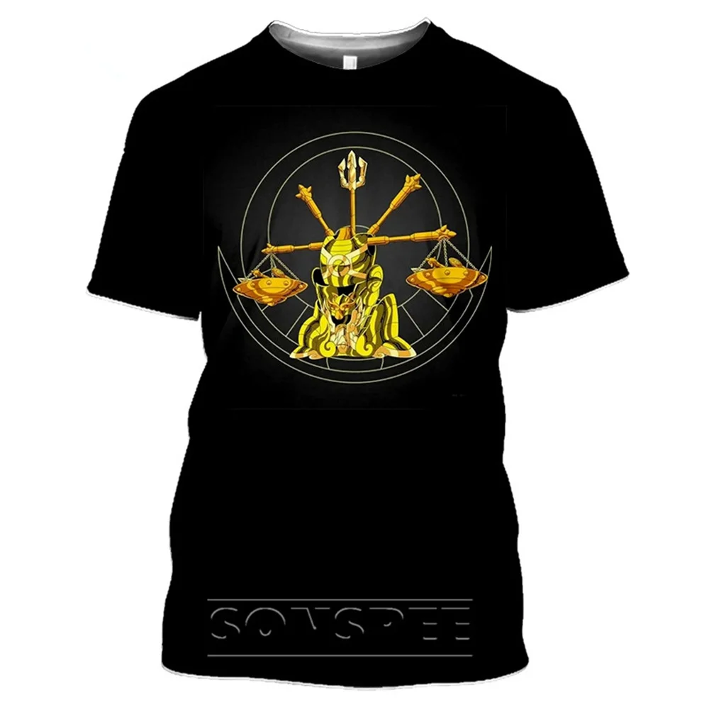 

Футболка Saint Seiya мужская с рисунком аниме, рубашка с принтом манга, уличная одежда, лето