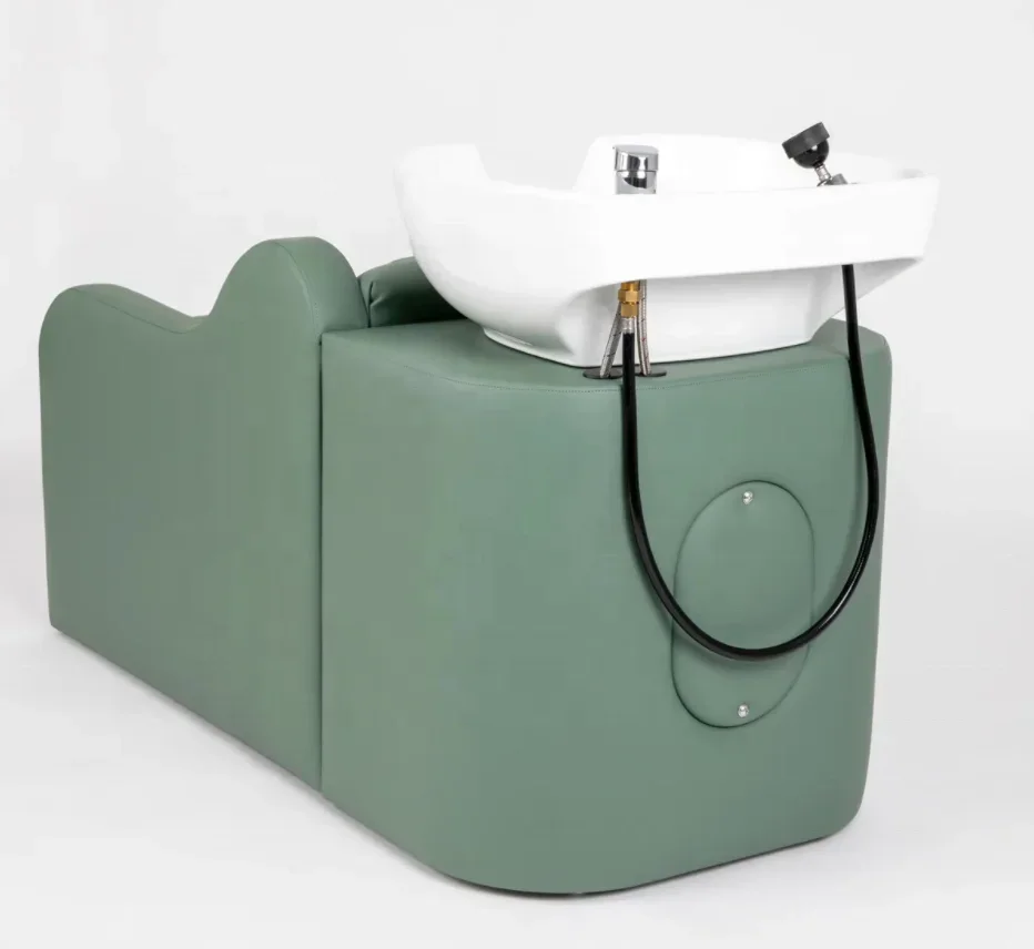 Зеленый стул для шампуня салона с подставкой ног керамический шампунь стулья