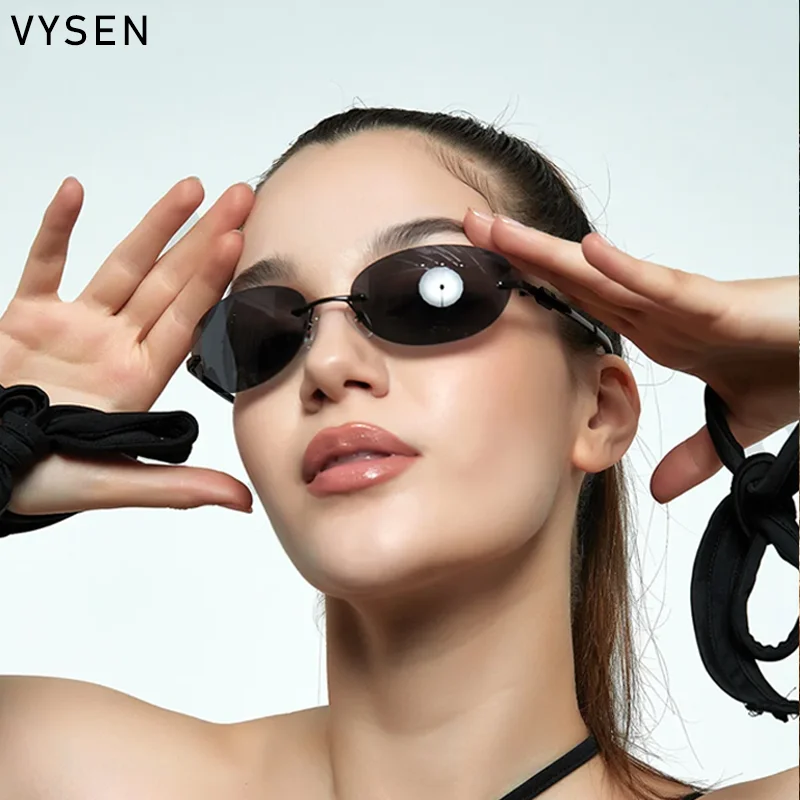 Солнцезащитные очки без оправы для мужчин и женщин небольшие овальные Роскошные